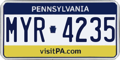 PA license plate MYR4235