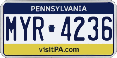 PA license plate MYR4236