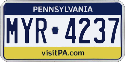 PA license plate MYR4237