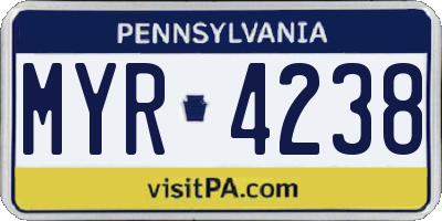 PA license plate MYR4238