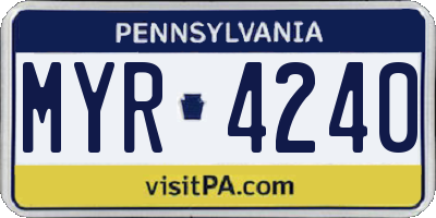 PA license plate MYR4240