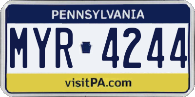 PA license plate MYR4244