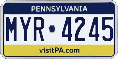 PA license plate MYR4245
