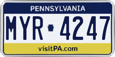 PA license plate MYR4247