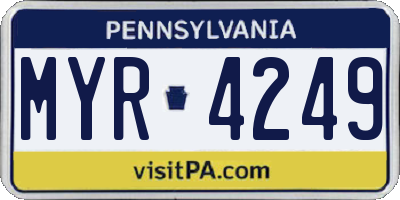 PA license plate MYR4249