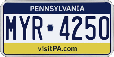 PA license plate MYR4250