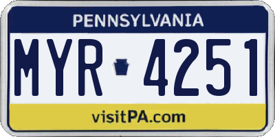 PA license plate MYR4251