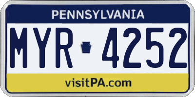 PA license plate MYR4252