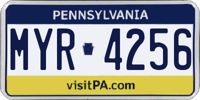 PA license plate MYR4256