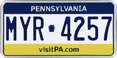 PA license plate MYR4257
