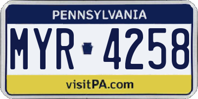 PA license plate MYR4258