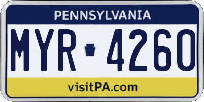 PA license plate MYR4260