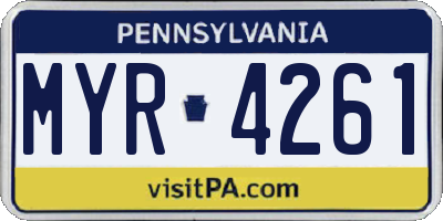 PA license plate MYR4261