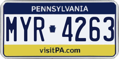 PA license plate MYR4263