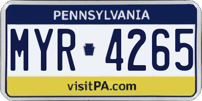 PA license plate MYR4265