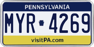 PA license plate MYR4269