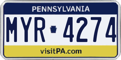 PA license plate MYR4274