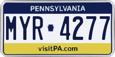 PA license plate MYR4277