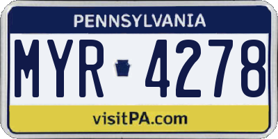 PA license plate MYR4278