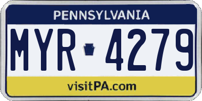 PA license plate MYR4279