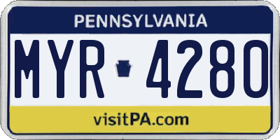 PA license plate MYR4280