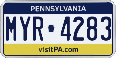 PA license plate MYR4283