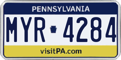 PA license plate MYR4284