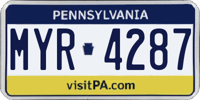 PA license plate MYR4287