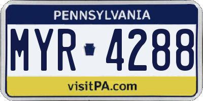PA license plate MYR4288