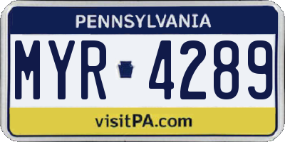 PA license plate MYR4289