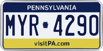 PA license plate MYR4290