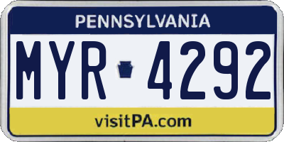 PA license plate MYR4292