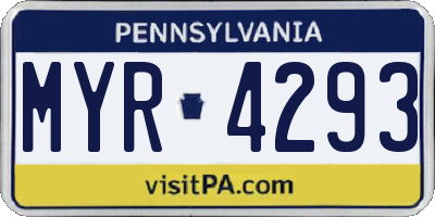 PA license plate MYR4293