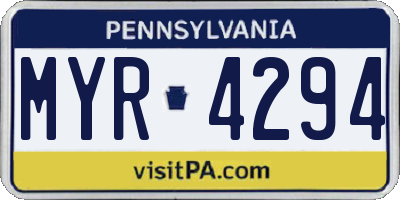PA license plate MYR4294