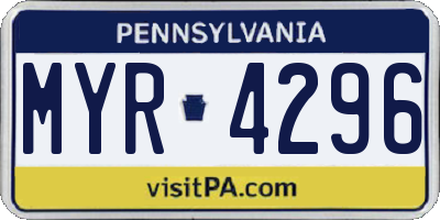 PA license plate MYR4296