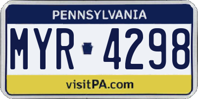 PA license plate MYR4298