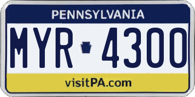 PA license plate MYR4300