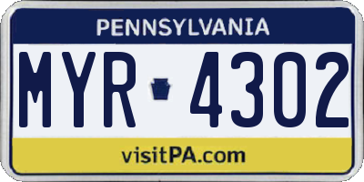 PA license plate MYR4302