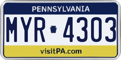PA license plate MYR4303