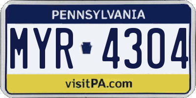 PA license plate MYR4304