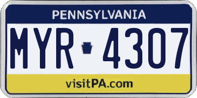 PA license plate MYR4307