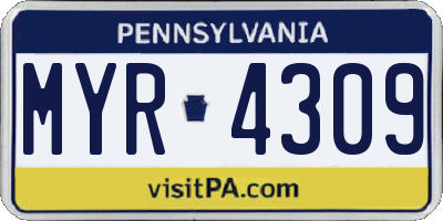 PA license plate MYR4309