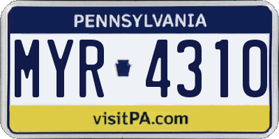 PA license plate MYR4310