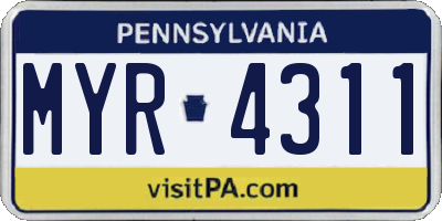 PA license plate MYR4311