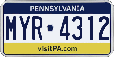 PA license plate MYR4312
