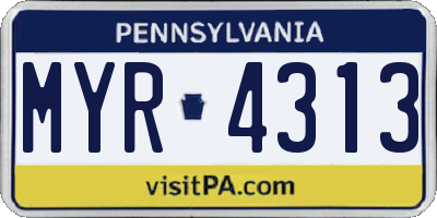 PA license plate MYR4313