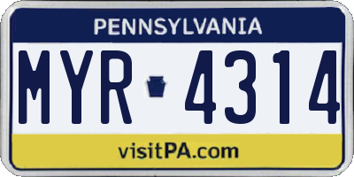 PA license plate MYR4314