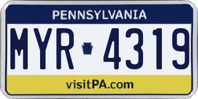 PA license plate MYR4319