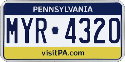 PA license plate MYR4320