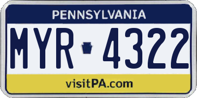PA license plate MYR4322